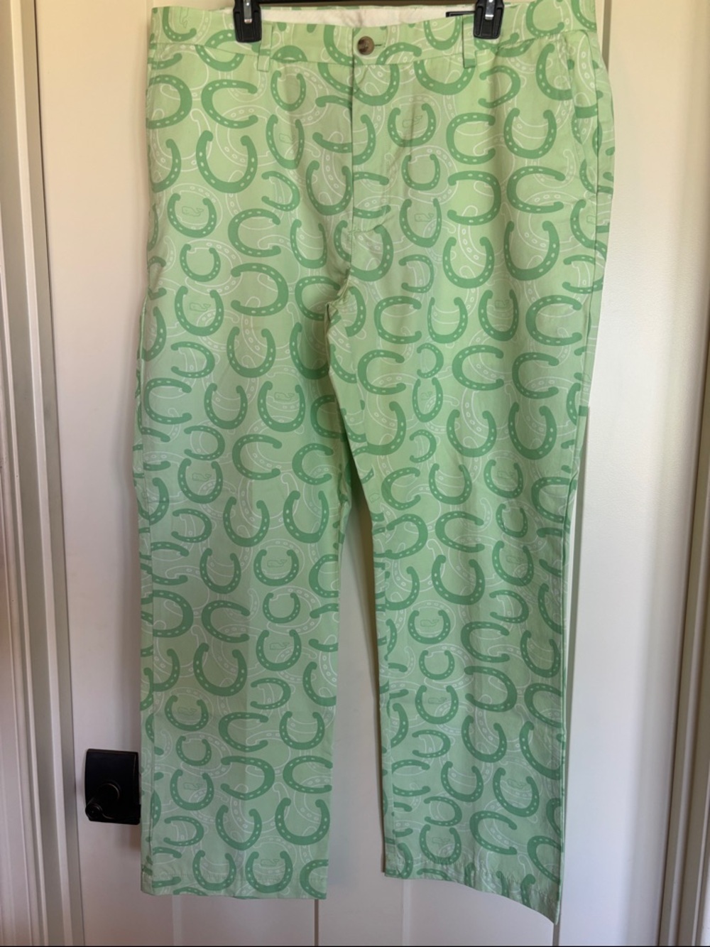 Kentucky Derby Vineyard Vines Light Green Horseshoe Print Chinos